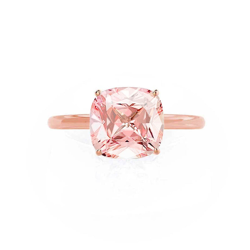 LULU - Chatham® Cushion Champagne Sapphire 18k Rose Gold Petite Solitaire Ring