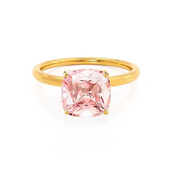 LULU - Chatham® Cushion Champagne Sapphire 18k Yellow Gold Petite Solitaire Ring