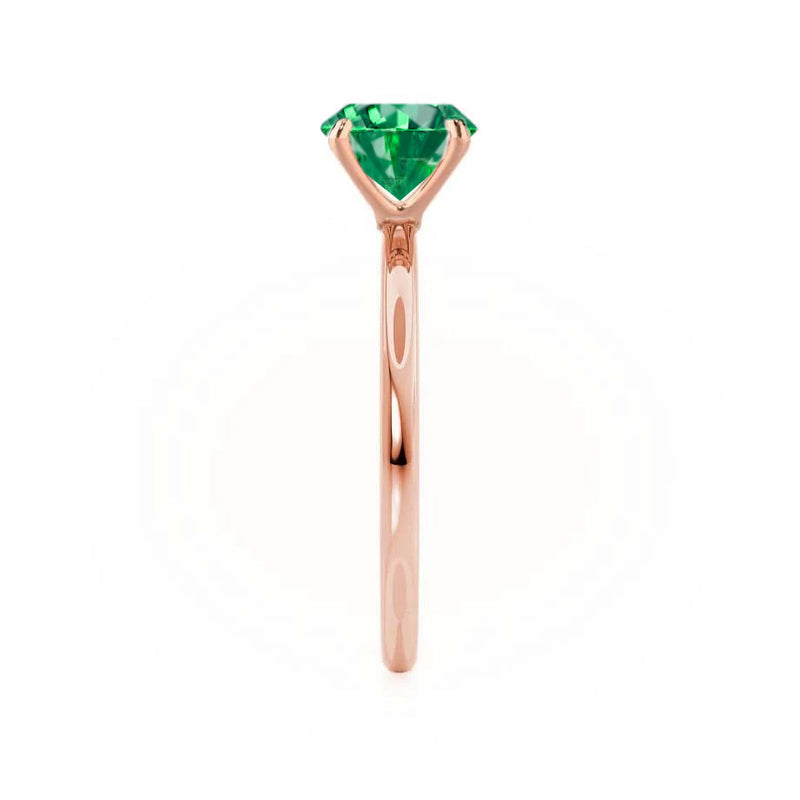 LULU - Chatham® Cushion Emerald 18k Rose Gold Petite Solitaire Ring