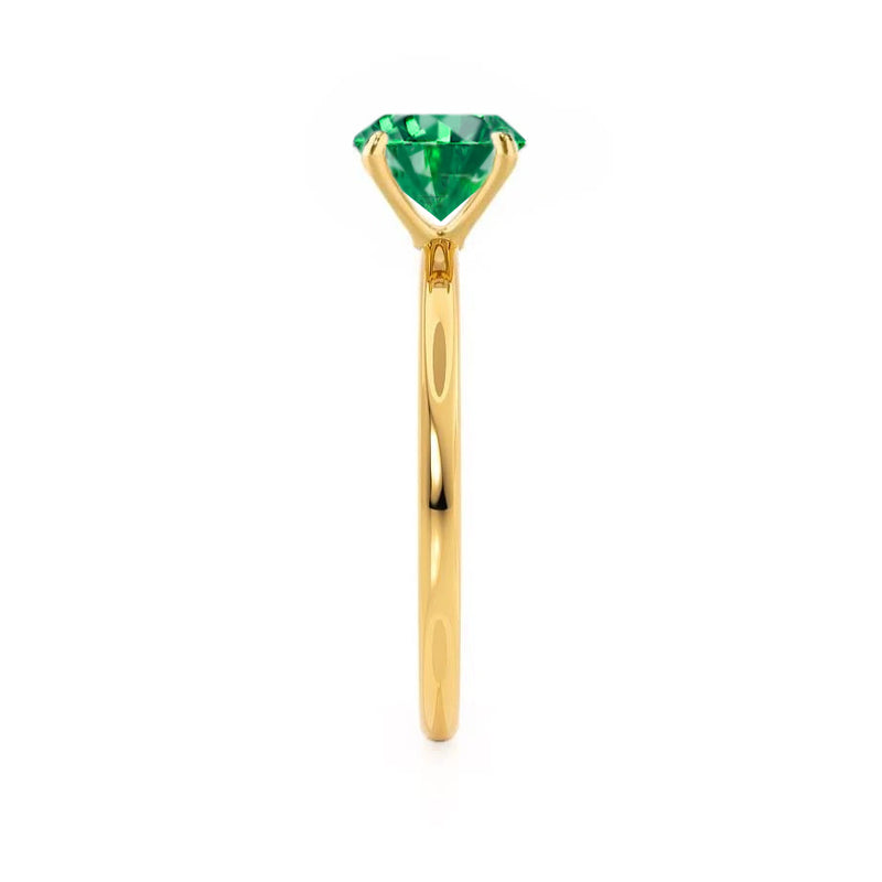 LULU - Chatham® Cushion Emerald 18k Yellow Gold Petite Solitaire Ring