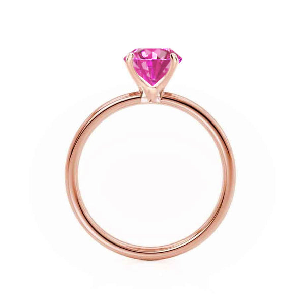 LULU - Chatham® Cushion Pink Sapphire 18k Rose Gold Petite Solitaire Ring