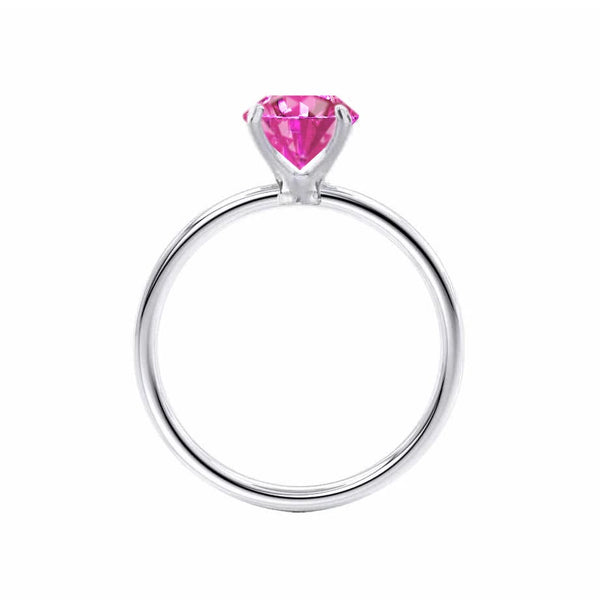 LULU - Chatham® Cushion Pink Sapphire 950 Platinum Petite Solitaire Ring