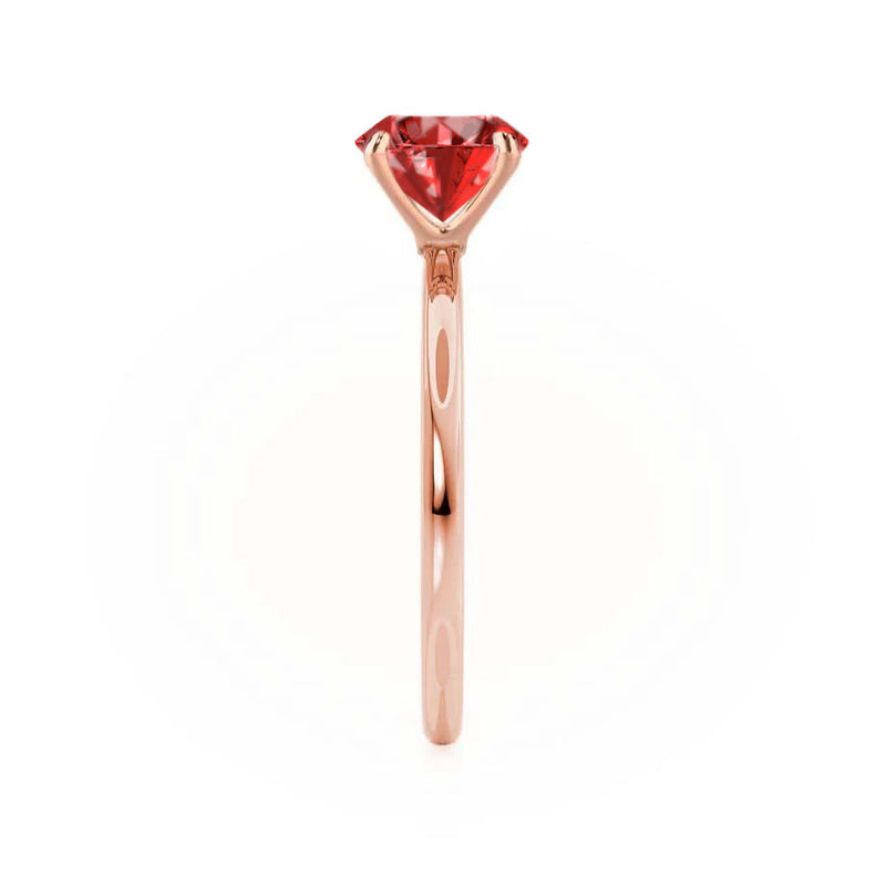 LULU - Chatham® Cushion Ruby 18k Rose Gold Petite Solitaire Ring