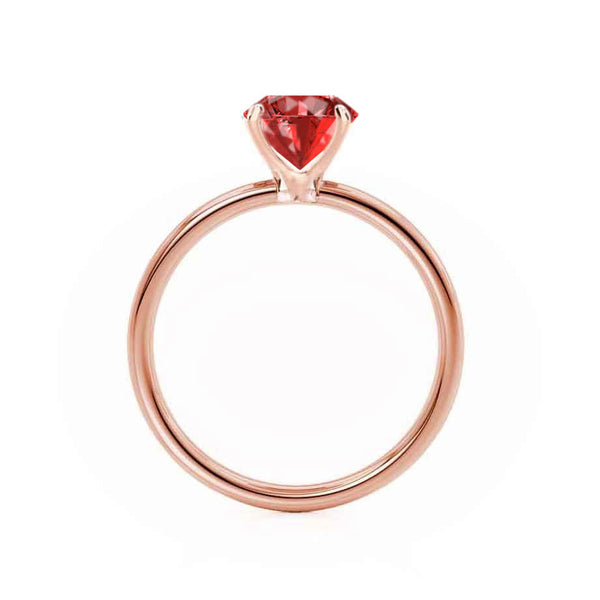 LULU - Chatham® Cushion Ruby 18k Rose Gold Petite Solitaire Ring