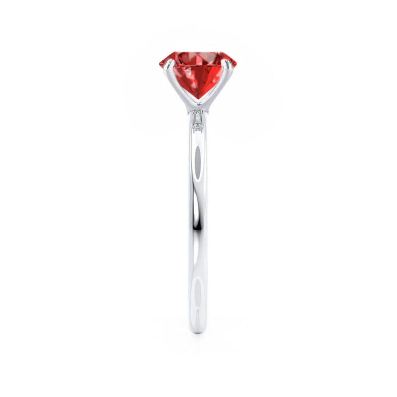 LULU - Chatham® Cushion Ruby 950 Platinum Petite Solitaire Ring