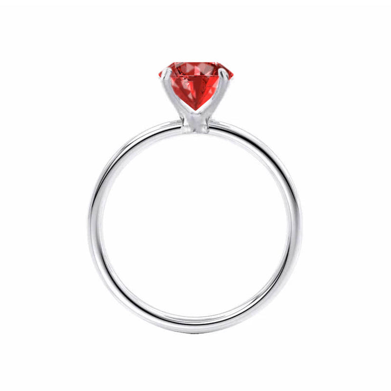 LULU - Chatham® Cushion Ruby 950 Platinum Petite Solitaire Ring