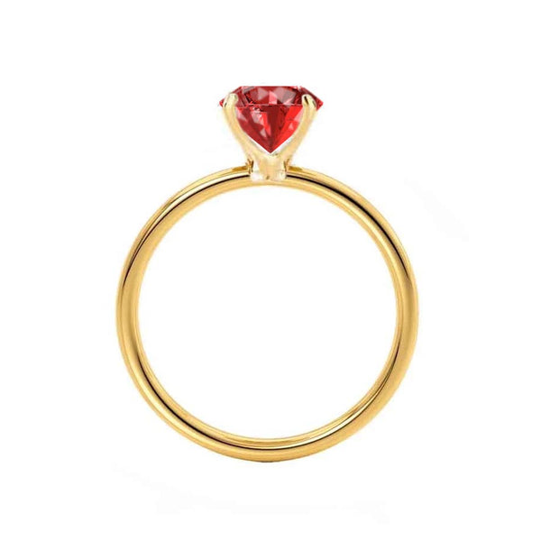 LULU - Chatham® Cushion Ruby 18k Yellow Gold Petite Solitaire Ring