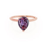 LULU - Pear Alexandrite 18k Rose Gold Petite Solitaire Ring Engagement Ring Lily Arkwright
