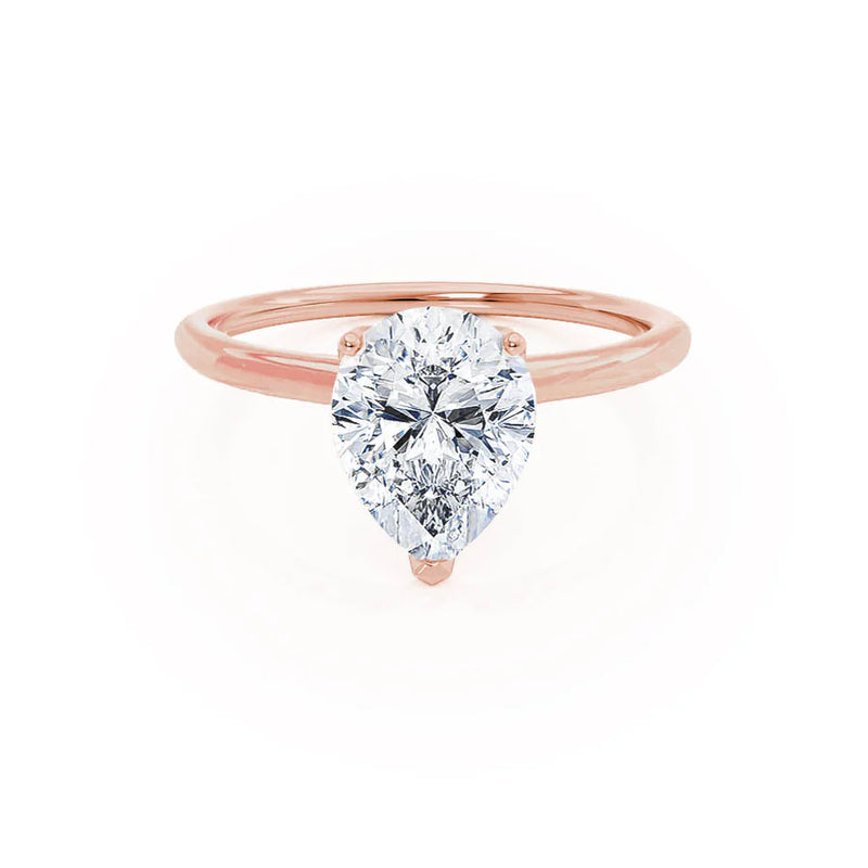 LULU - Pear Lab Diamond 18k Rose Gold Petite Solitaire