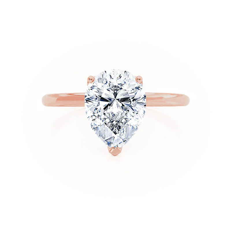 LULU - Pear Lab Diamond 18k Rose Gold Petite Solitaire