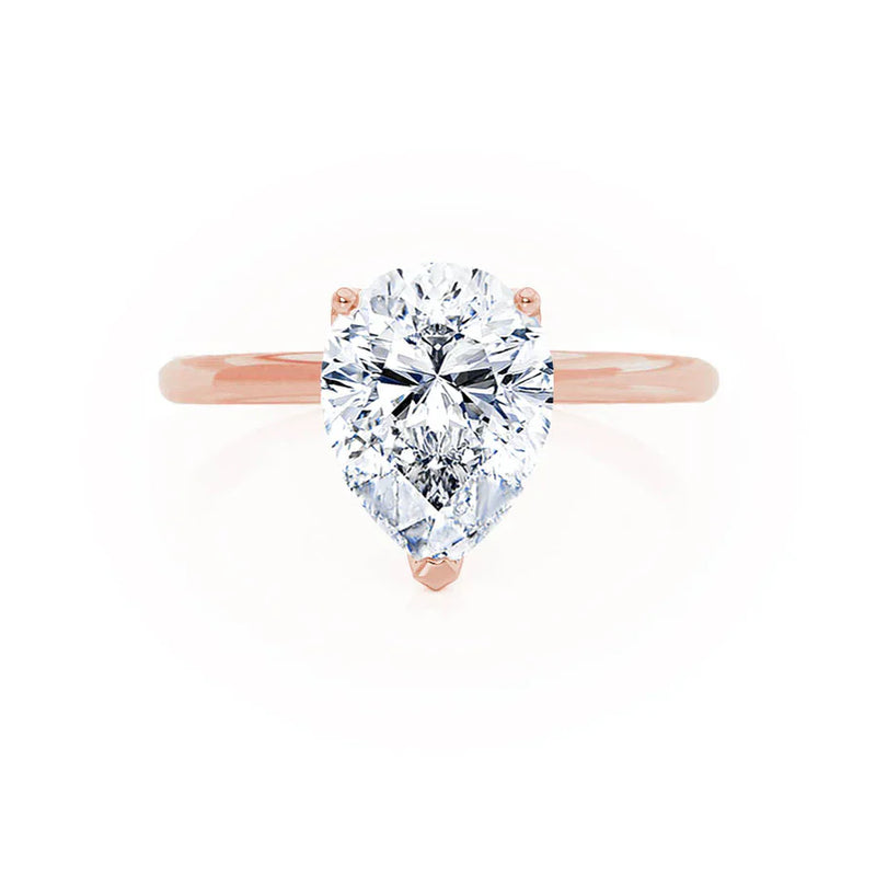 LULU - Pear Natural Diamond 18k Rose Gold Petite Solitaire