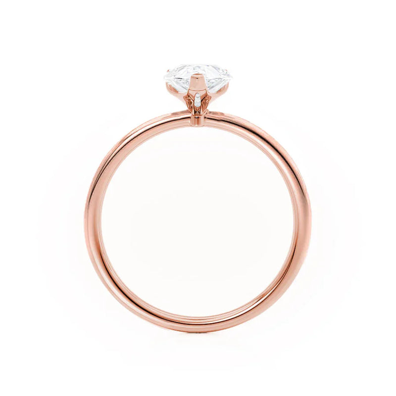 LULU - Pear Natural Diamond 18k Rose Gold Petite Solitaire