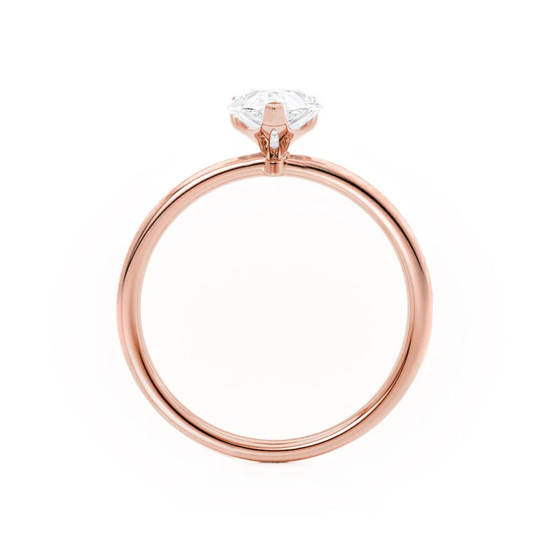 LULU - Pear Lab Diamond 18k Rose Gold Petite Solitaire