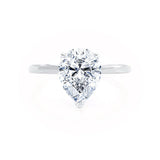 LULU - Pear Lab Diamond 18k White Gold Petite Solitaire