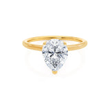 LULU - Pear Lab Diamond 18k Yellow Gold Petite Solitaire