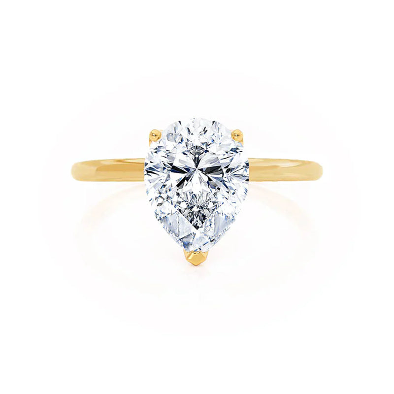 LULU - Pear Natural Diamond 18k Yellow Gold Petite Solitaire