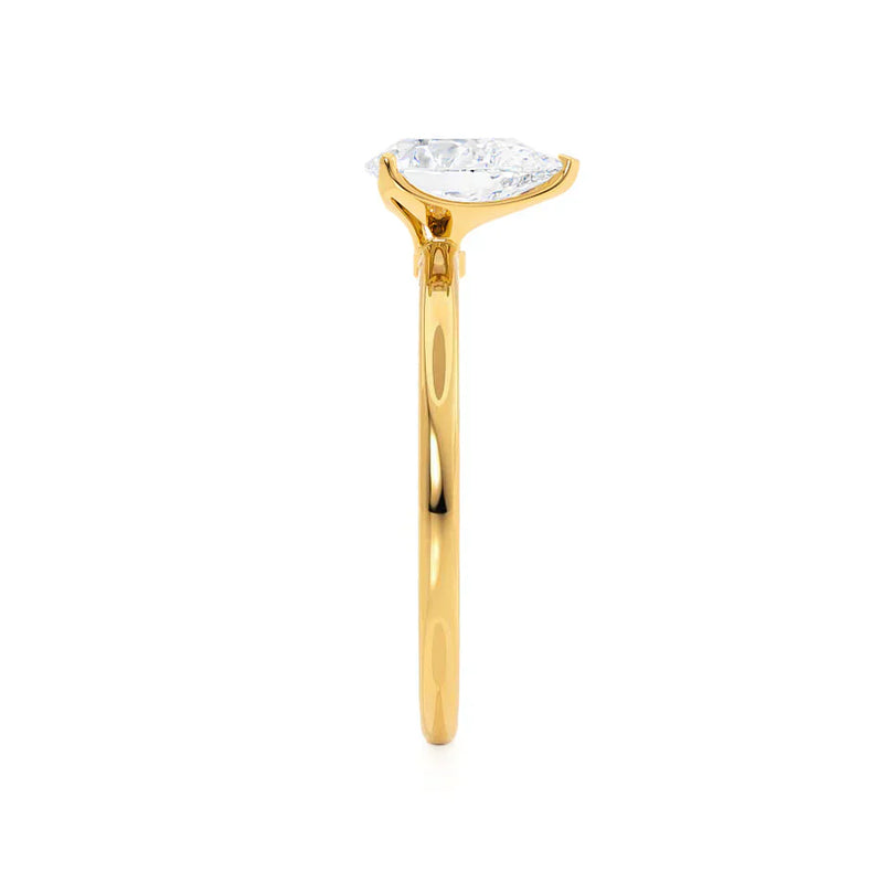 LULU - Pear Natural Diamond 18k Yellow Gold Petite Solitaire