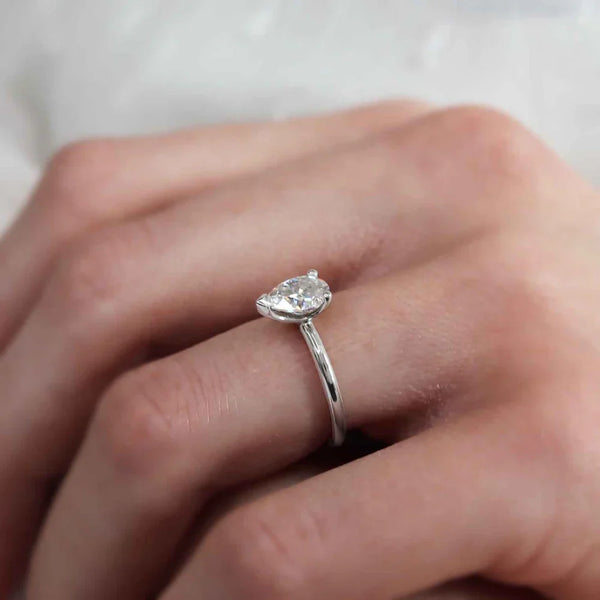 LULU - Pear Natural Diamond Platinum Petite Solitaire