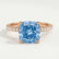 MACY - Cushion Blue Lab Diamond 18k Rose Gold Petite Shoulder Set Solitaire Ring