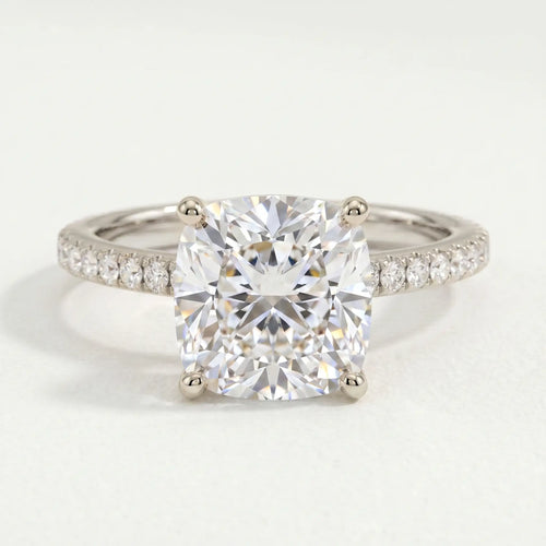 MACY - Ready to Ship 1.02ct Cushion Lab Diamond Platinum Petite Shoulder Set