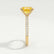 Macy shoulder-set engagement ring in 18k yellow gold with an elongated cushion yellow lab-grown sapphire centre stone, end-on view showing the setting and band.