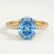 MACY - Oval Blue Lab Diamond 18k Yellow Gold Petite Pavé Shoulder Set Ring