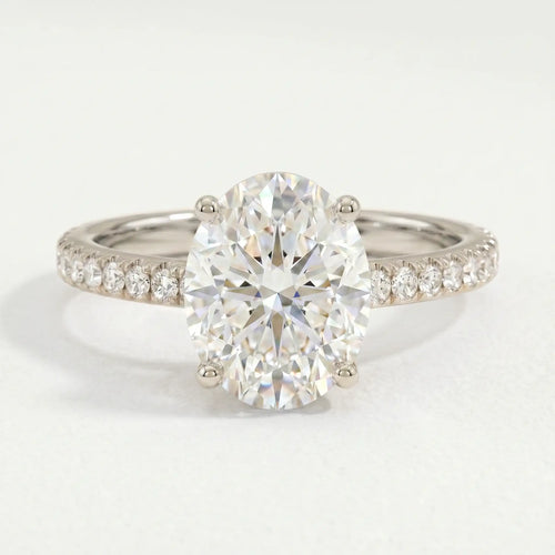 MACY - Ready to Ship 0.77ct Oval Lab Diamond 950 Platinum Petite Pavé Shoulder Set