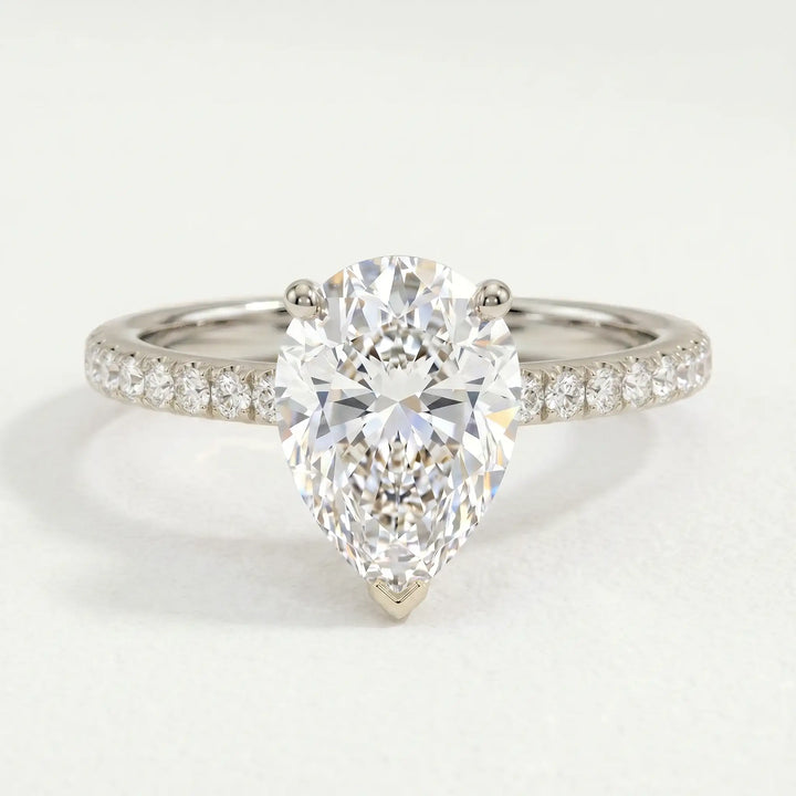 MACY - Pear Lab Diamond Platinum Petite Solitaire