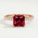 Macy princess ruby and diamond pavé shoulder set ring in rose gold – view 1