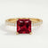 Macy princess ruby and diamond pavé shoulder set ring in yellow gold – view 1