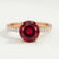 Macy round ruby petite pavé shoulder set engagement ring in rose gold – view 1