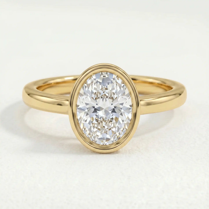 MARGOT - Oval Lab Diamond 18k Yellow Gold Bezel Solitaire