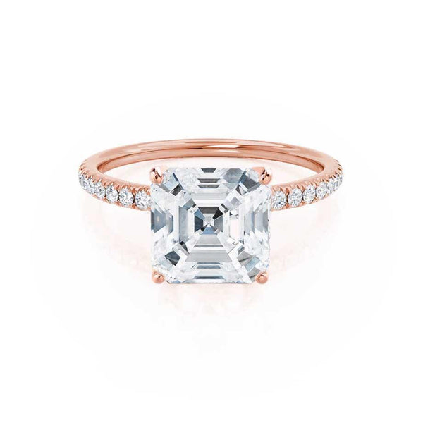 MACY - Asscher Lab Diamond 18k Rose Gold Petite Solitaire