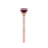 MACY - Chatham® Emerald Alexandrite 18k Rose Gold Petite Pavé Shoulder Set Ring