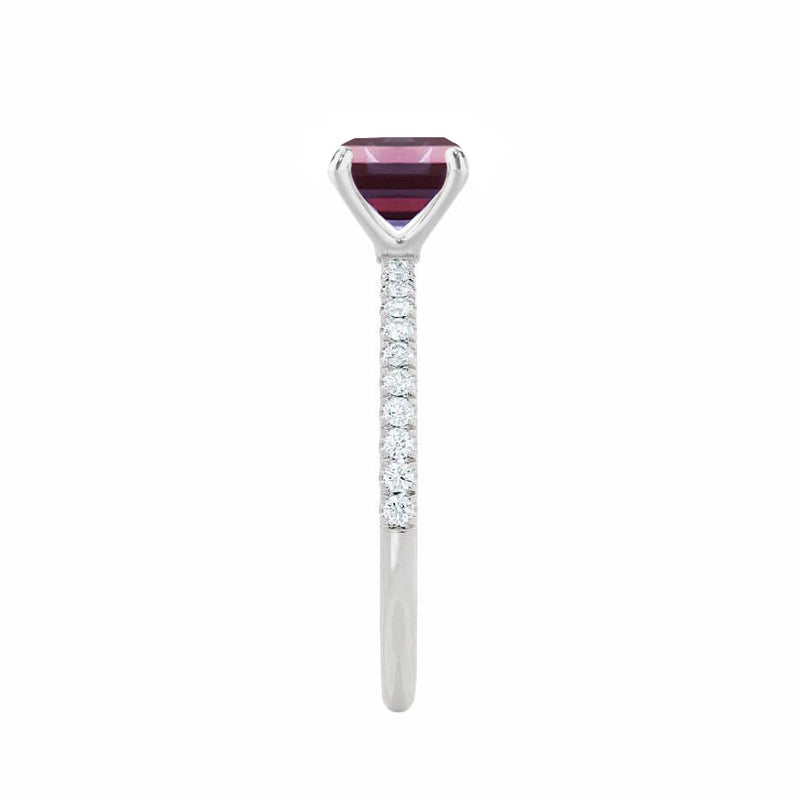 MACY - Chatham® Emerald Alexandrite 950 Platinum Petite Pavé Shoulder Set Ring