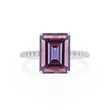 MACY - Chatham® Emerald Alexandrite 950 Platinum Petite Pavé Shoulder Set Ring