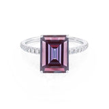 MACY - Chatham® Emerald Alexandrite 950 Platinum Petite Pavé Shoulder Set Ring