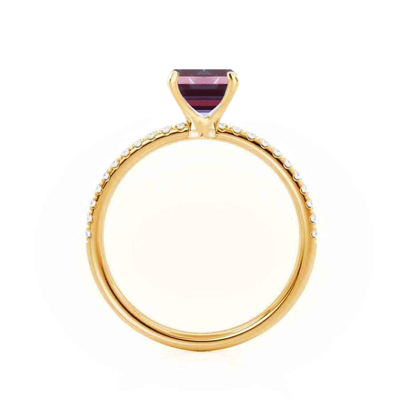 MACY - Chatham® Emerald Alexandrite 18k Yellow Gold Petite Pavé Shoulder Set Ring