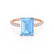 MACY - Emerald Aqua Spinel 18k Rose Gold Petite Pavé Shoulder Set Ring