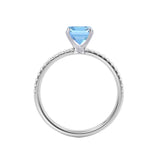 MACY - Chatham® Emerald Aqua Spinel 950 Platinum Petite Pavé Shoulder Set Ring