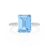 MACY - Chatham® Emerald Aqua Spinel 950 Platinum Petite Pavé Shoulder Set Ring