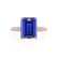 MACY - Emerald Blue Sapphire 18k Rose Gold Petite Pavé Shoulder Set Ring