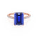 MACY - Emerald Blue Sapphire 18k Rose Gold Petite Pavé Shoulder Set Ring