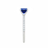 MACY - Chatham® Emerald Blue Sapphire 950 Platinum Petite Pavé Shoulder Set Ring