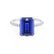 MACY - Emerald Blue Sapphire 18k White Gold Petite Pavé Shoulder Set Ring