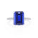 MACY - Emerald Blue Sapphire 18k White Gold Petite Pavé Shoulder Set Ring