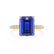 MACY - Emerald Blue Sapphire 18k Yellow Gold Petite Pavé Shoulder Set Ring