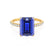 MACY - Emerald Blue Sapphire 18k Yellow Gold Petite Pavé Shoulder Set Ring