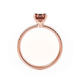 MACY - Chatham® Emerald Champagne True Sapphire 18k Rose Gold Petite Pavé Shoulder Set Ring