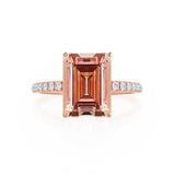 MACY - Chatham® Emerald Champagne True Sapphire 18k Rose Gold Petite Pavé Shoulder Set Ring